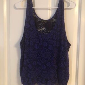 Topshop Blue and Black Lace Tank